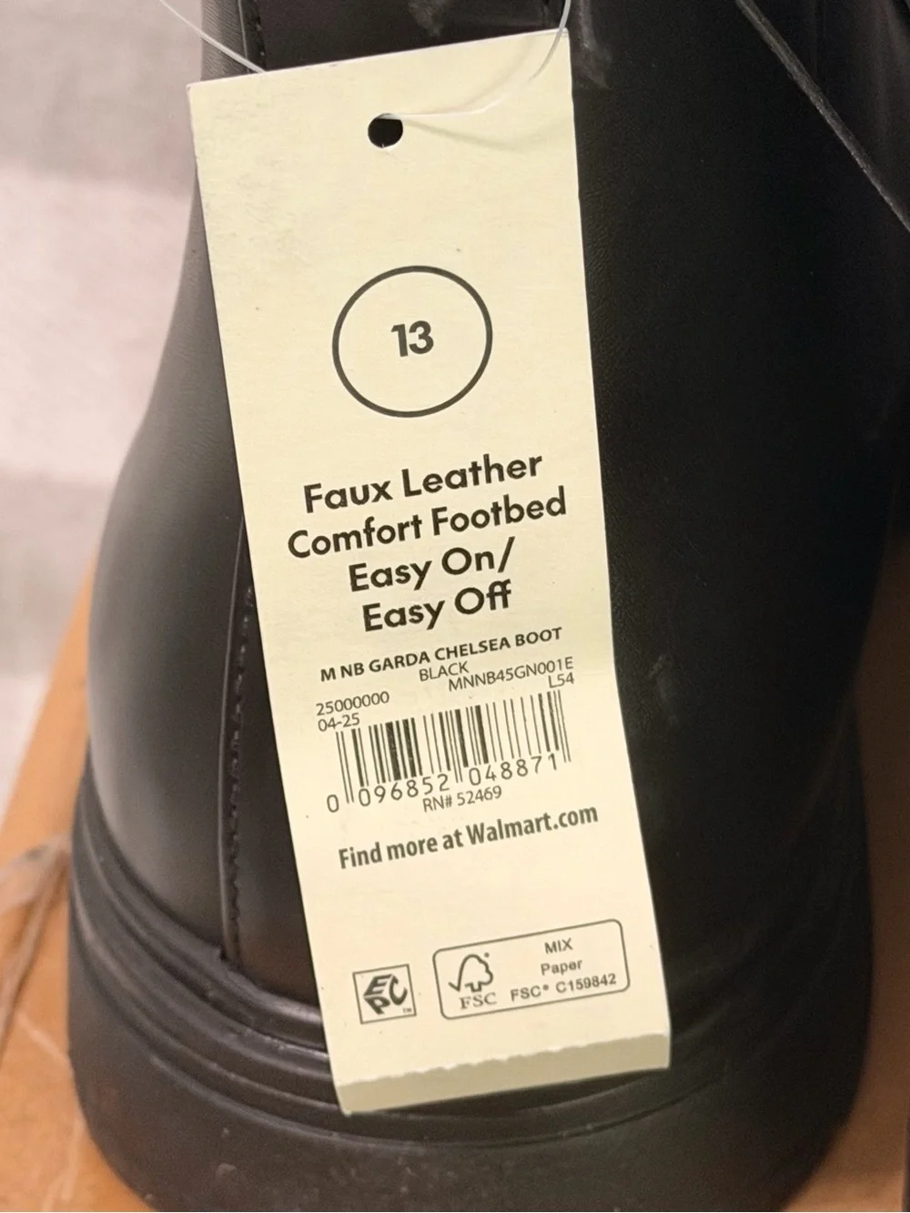 No Boundaries Men's Easy On & Off Garda Chelsea Boots In Black Size 13 NEW